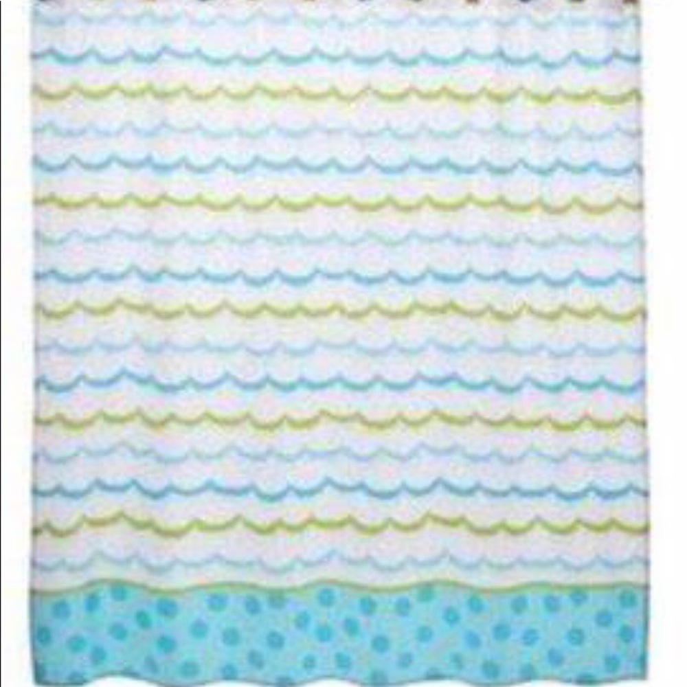 Circo Shower Curtain, Ocean Waves and Polka Dots, 100% Cotton,  pre-owned